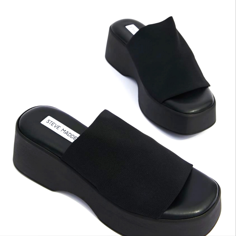 Steve Madden Slinky Platform Slide Sandals Size 8 Slides SLINKY30 BLACK